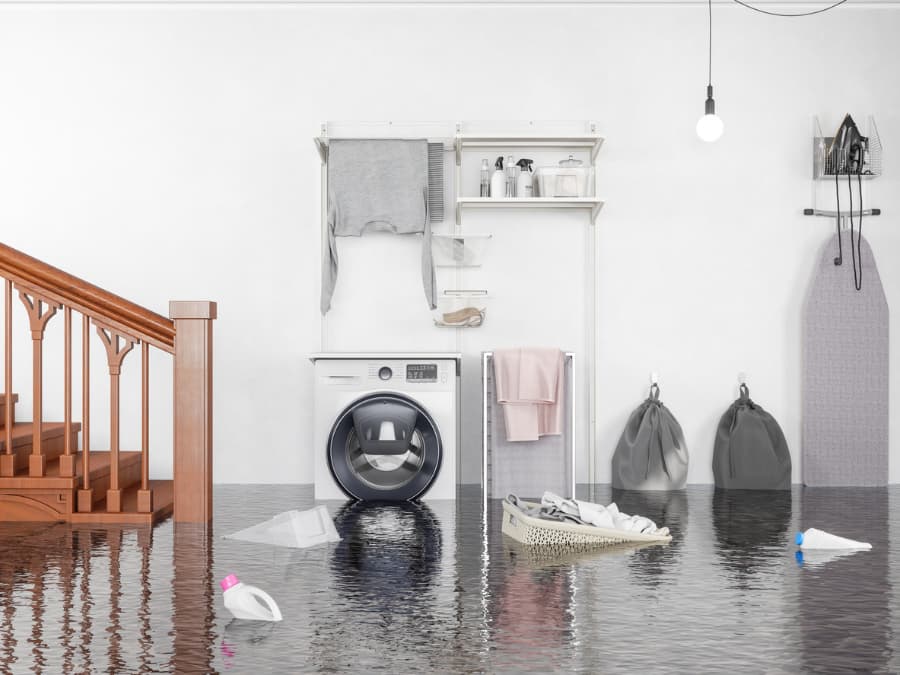 Flooded laundry room