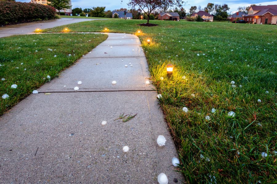 Large hail on the ground